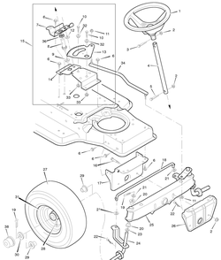 Steering Diagram and Parts List for 38633X92A 1996 - 38 Inch Murray Lawn Tractor